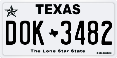 TX license plate DOK3482