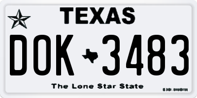 TX license plate DOK3483