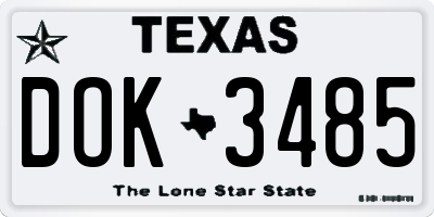 TX license plate DOK3485