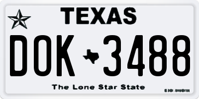TX license plate DOK3488