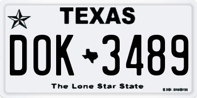TX license plate DOK3489