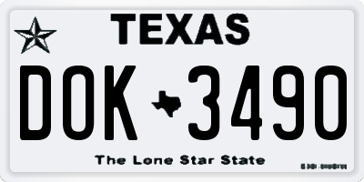 TX license plate DOK3490