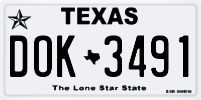 TX license plate DOK3491