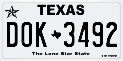 TX license plate DOK3492