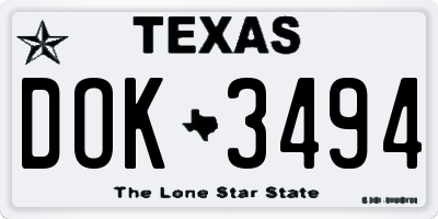 TX license plate DOK3494