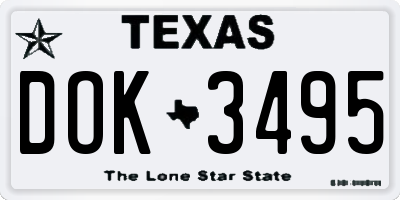 TX license plate DOK3495