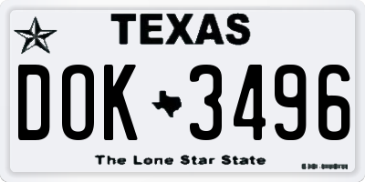 TX license plate DOK3496