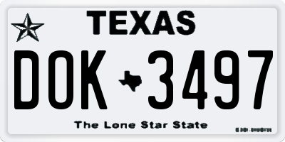 TX license plate DOK3497