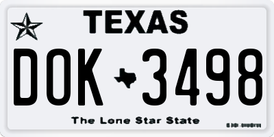 TX license plate DOK3498