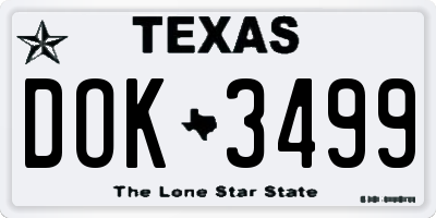 TX license plate DOK3499