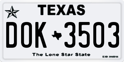 TX license plate DOK3503