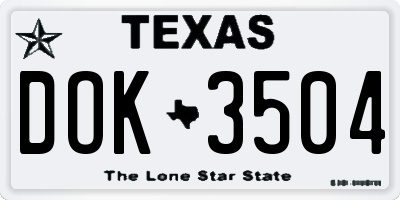 TX license plate DOK3504