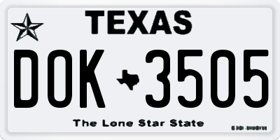 TX license plate DOK3505