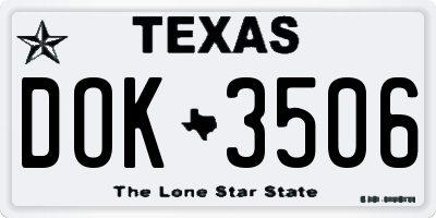 TX license plate DOK3506