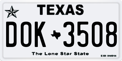 TX license plate DOK3508