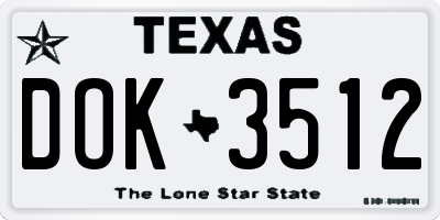 TX license plate DOK3512