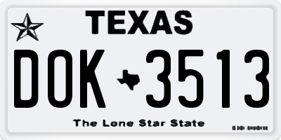 TX license plate DOK3513