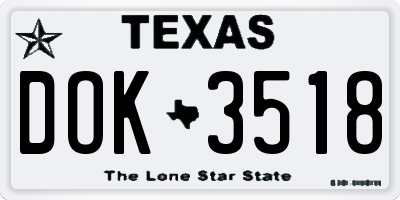 TX license plate DOK3518