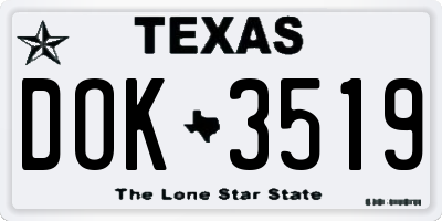 TX license plate DOK3519