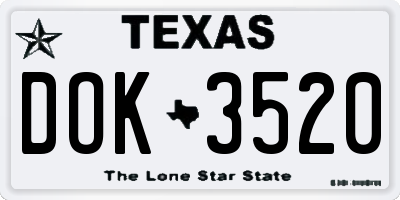 TX license plate DOK3520