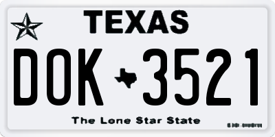 TX license plate DOK3521