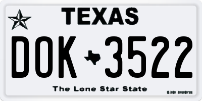 TX license plate DOK3522