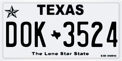 TX license plate DOK3524