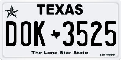 TX license plate DOK3525