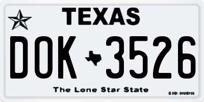 TX license plate DOK3526
