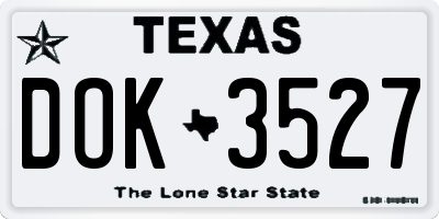 TX license plate DOK3527