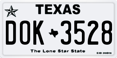 TX license plate DOK3528