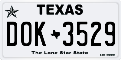 TX license plate DOK3529