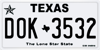 TX license plate DOK3532