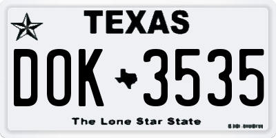 TX license plate DOK3535