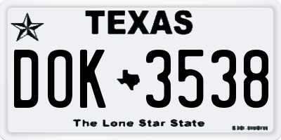 TX license plate DOK3538