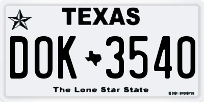 TX license plate DOK3540