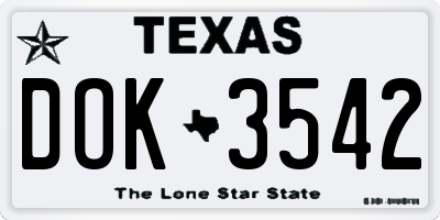 TX license plate DOK3542