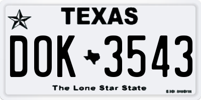 TX license plate DOK3543