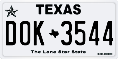TX license plate DOK3544