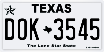 TX license plate DOK3545