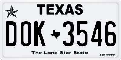 TX license plate DOK3546