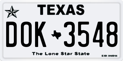 TX license plate DOK3548
