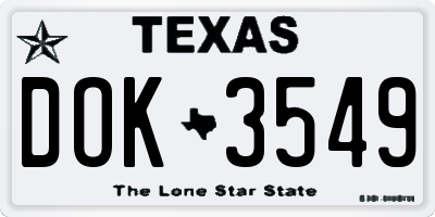 TX license plate DOK3549