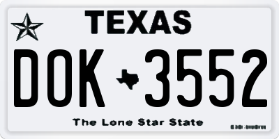 TX license plate DOK3552