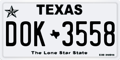 TX license plate DOK3558