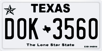 TX license plate DOK3560