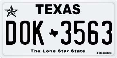 TX license plate DOK3563