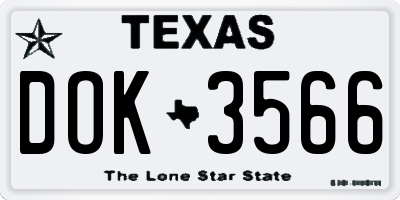 TX license plate DOK3566