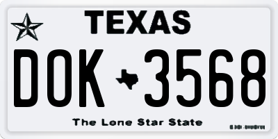 TX license plate DOK3568
