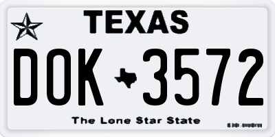 TX license plate DOK3572